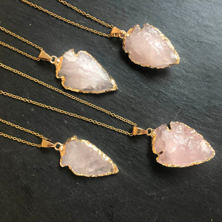 Olivenorma Natural Crystal Carnelian Arrowhead Necklace - Rose Quartz - image 8