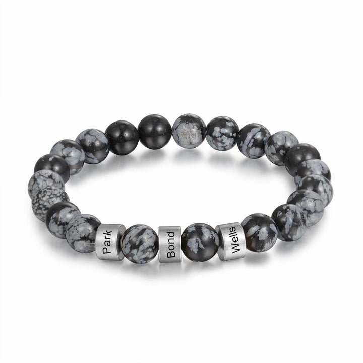 Olivenorma Natural Stone Engraving Personalized Beads Men Bracelet