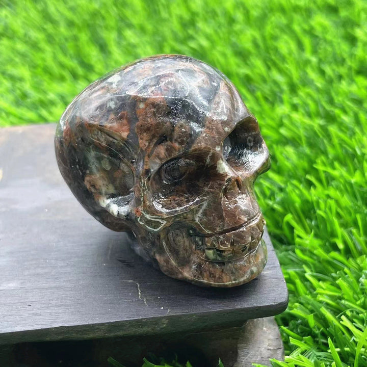 Olivenorma 5cm Carved Natural Crystal Skull Gemstone Decoration - Red Amphibole Stone - image 7