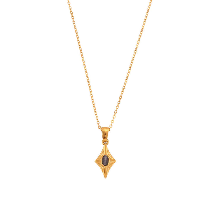 Olivenorma Cat's Eye Pendant Sweater Stainless Steel Necklace