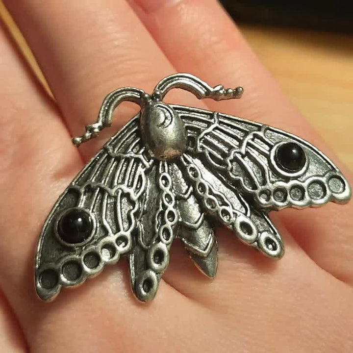 Olivenorma With Gemstones Luna Moth Witch Ring