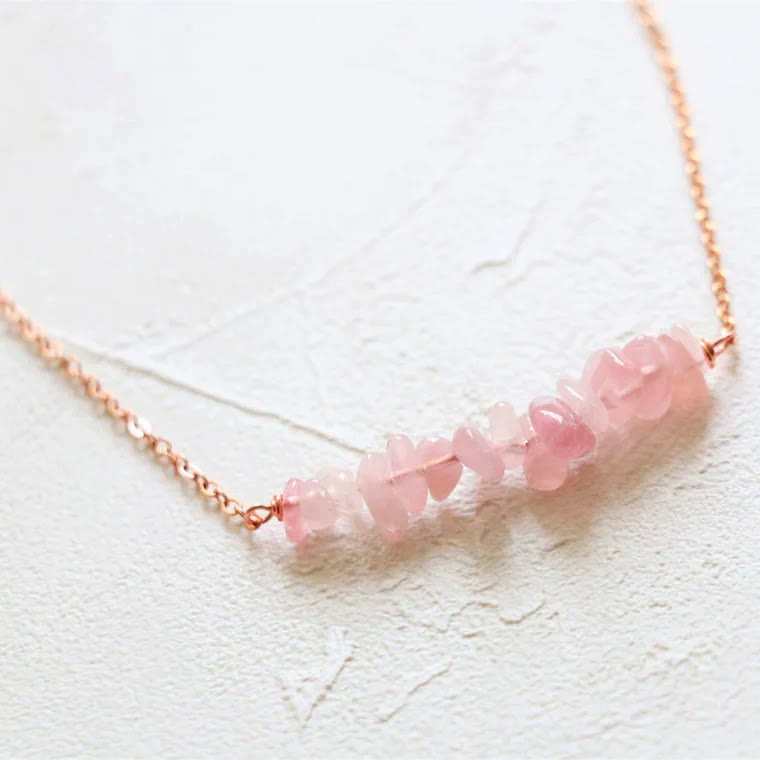 Olivenorma Natural Rose Quartz Gravel Necklace