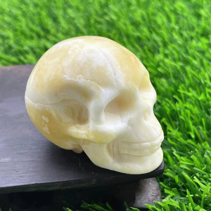 Olivenorma 5cm Carved Natural Crystal Skull Gemstone Decoration - Golden Steatite Stone - image 5