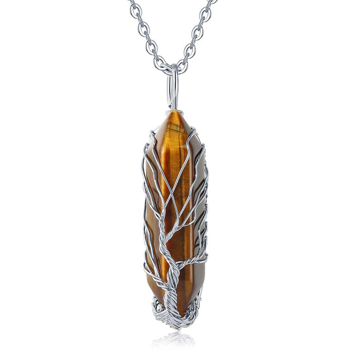 Olivenorma Crystal With Tree Of Life Gemstone Necklace