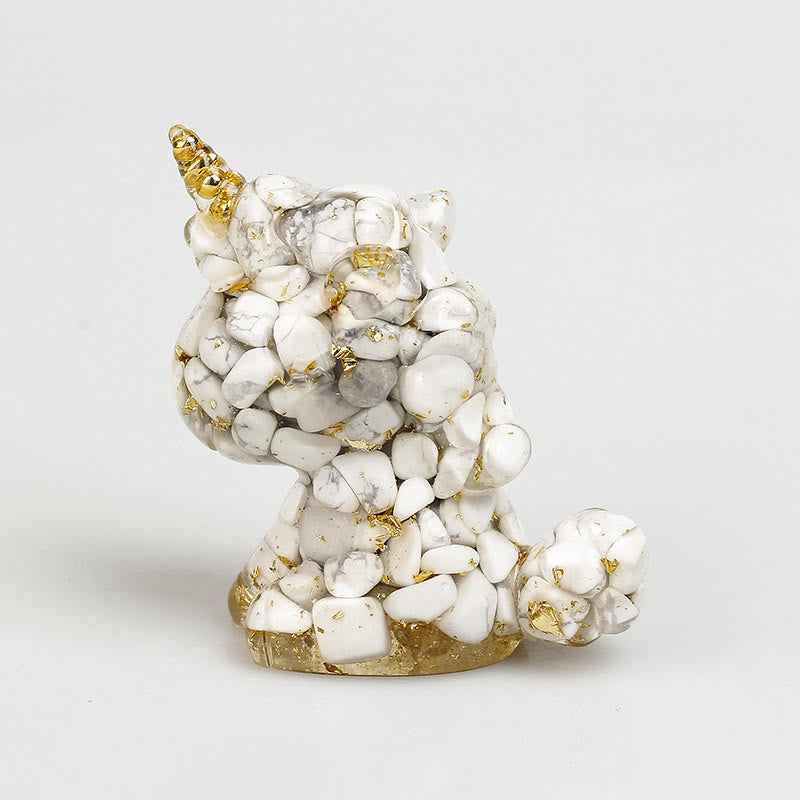 Olivenorma Crystal Unicorn Gemstone Decoration - White Turquoise&Gold Foil - image 42