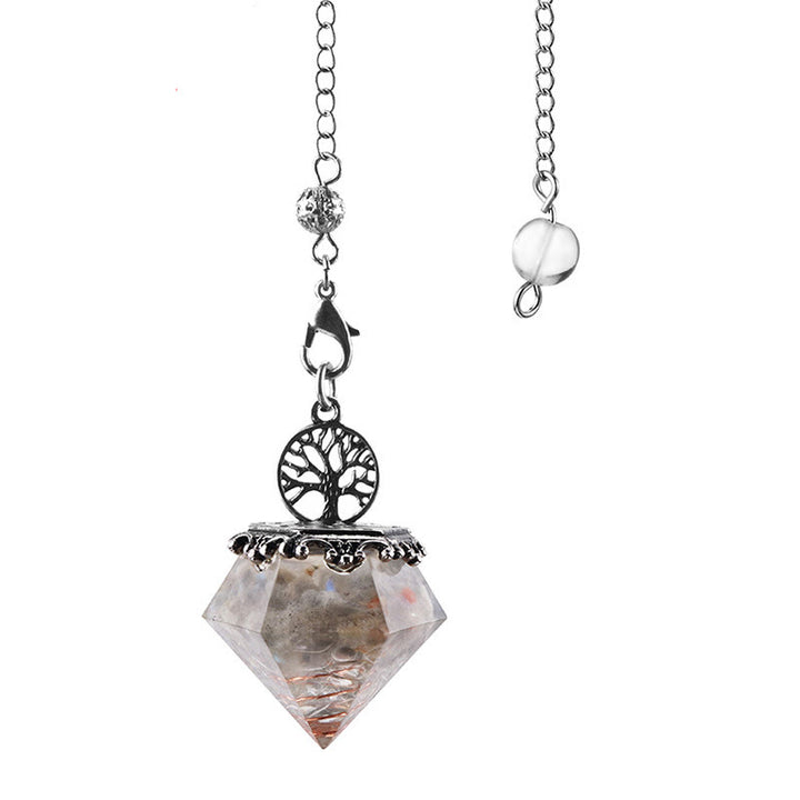 Olivenorma Natural Crystal Geometric Tree of Life Pendulum