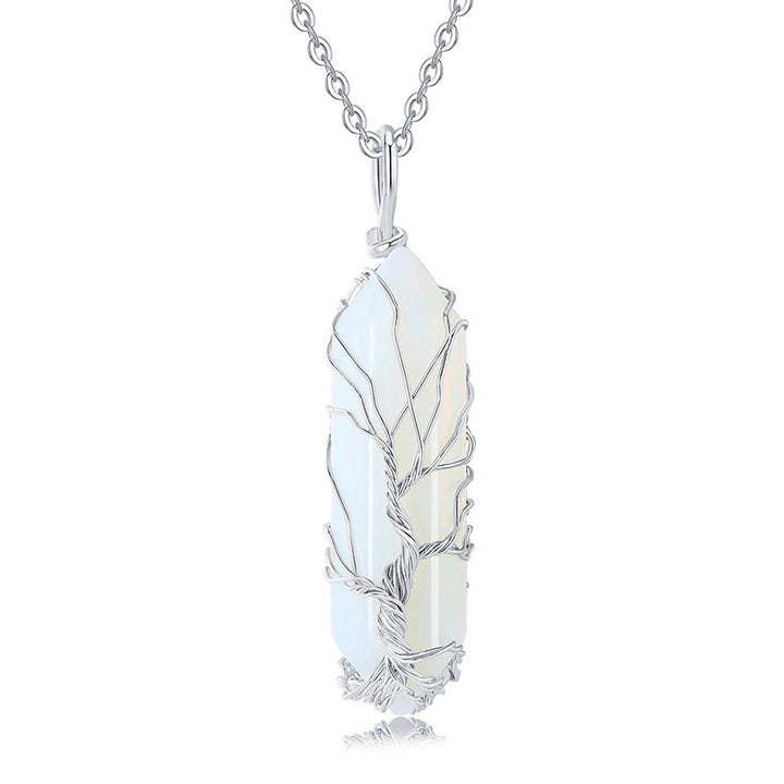 Olivenorma Crystal With Tree Of Life Gemstone Necklace