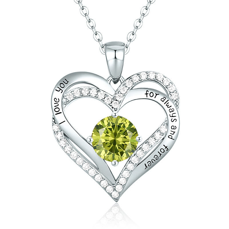Olivenorma "I love you for always and forever" - Birtshtone Heart Necklace - Silver - August - image 22