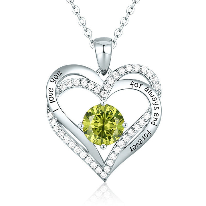 Olivenorma "I love you for always and forever" - Birtshtone Heart Necklace - Silver - August - image 22