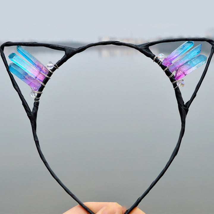 Olivenorma Electroplating Crystal Cat Ears Headband