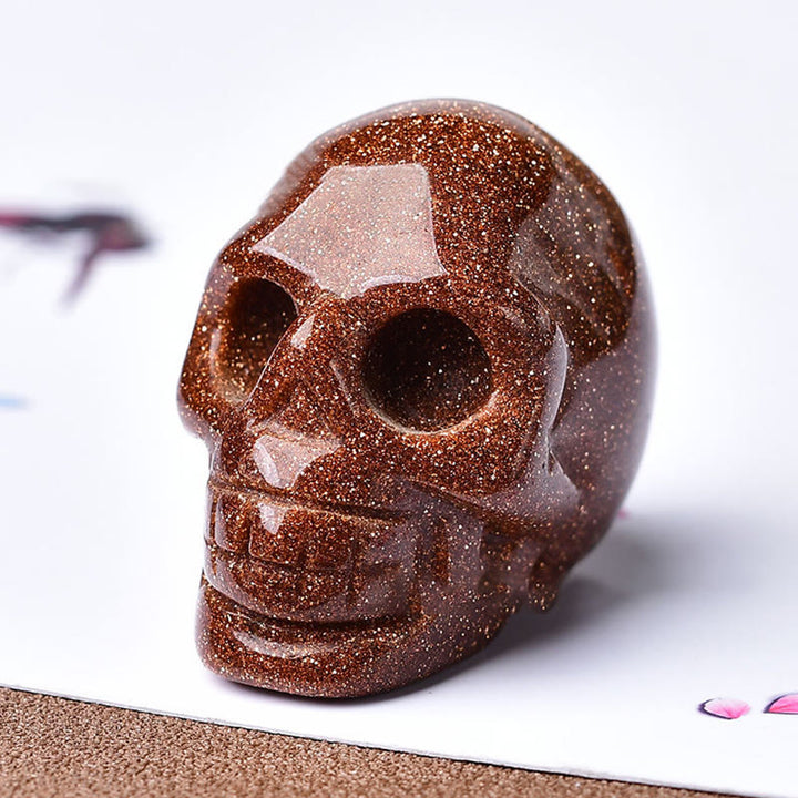 Olivenorma Crystal Engraved Skull Crafts Gemstone Decoration