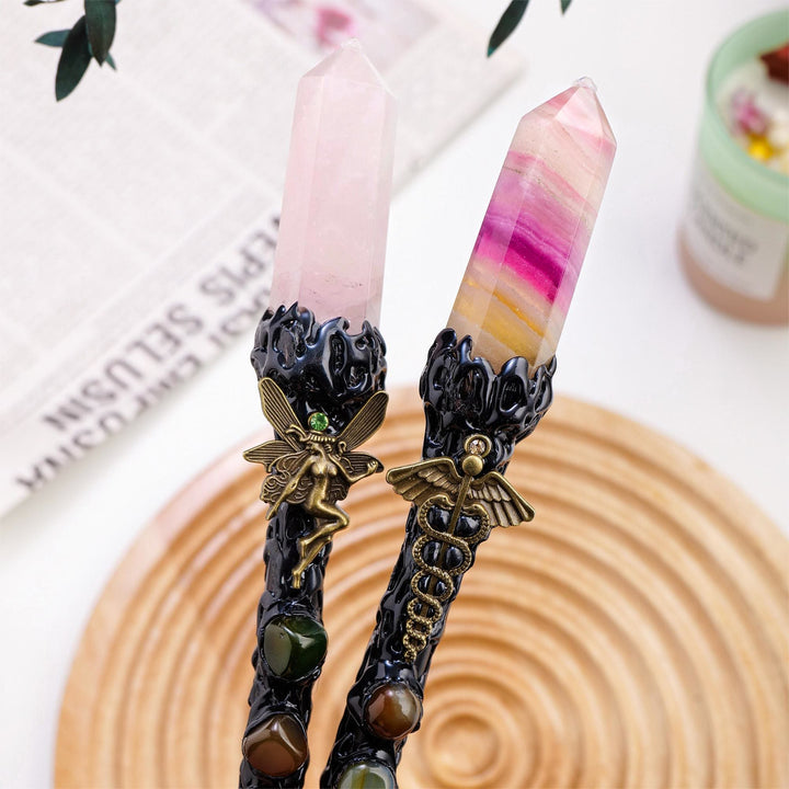 Olivenorma Natural Stone Magic Column Cosplay Halloween Crystal Wands