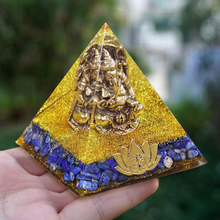 Olivenorma Lapis Lazuli With Elephant Symbol Orgone Pyramid