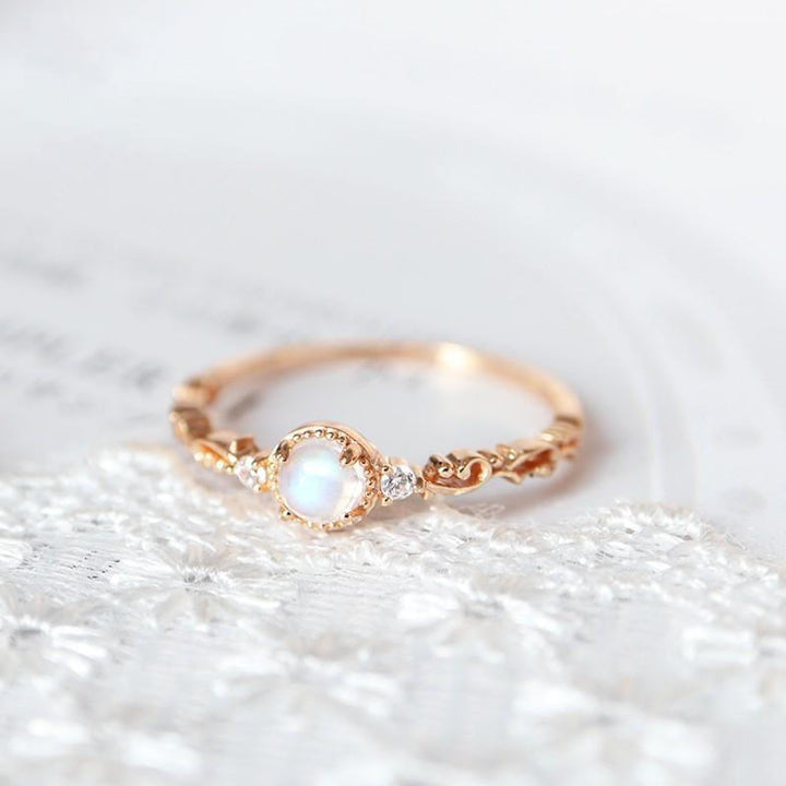 Olivenorma Natural Moonstone Zircon Delicate Ring