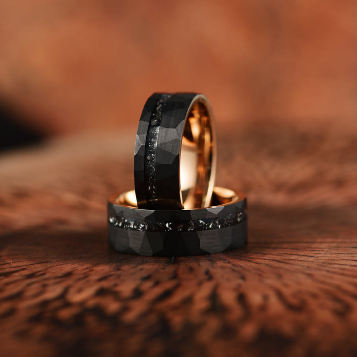 Olivenorma 8mm Black Tourmaline Tungsten Carbide Ring