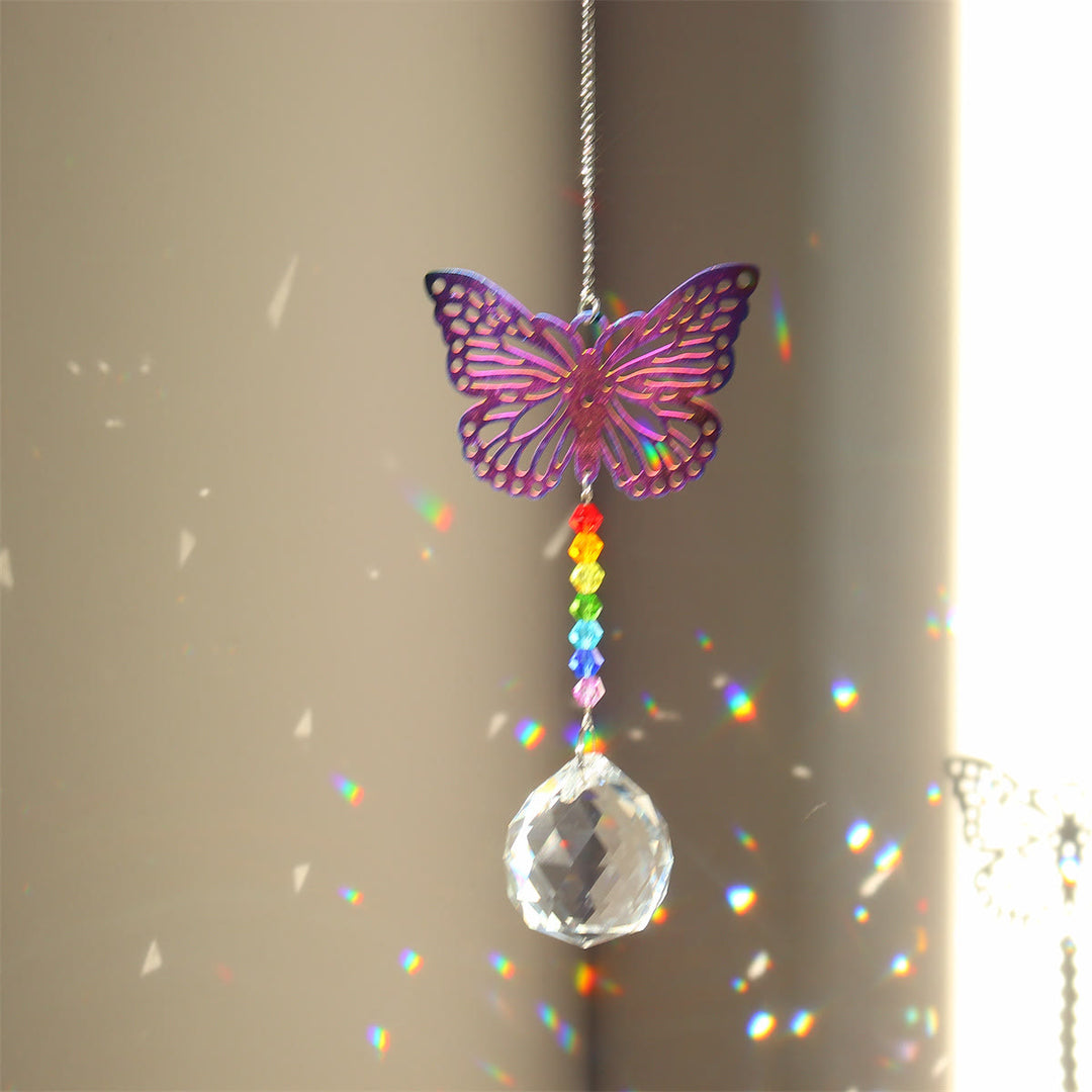 Olivenorma Clear Crystal Hanging Chakra Beads Wind Chime Suncatcher - Colorful Butterfly - image 37