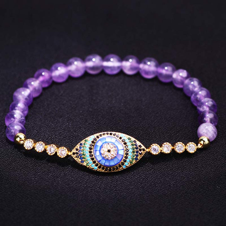 Olivenorma Amethyst Evil Eye Symbol Healing Bracelet