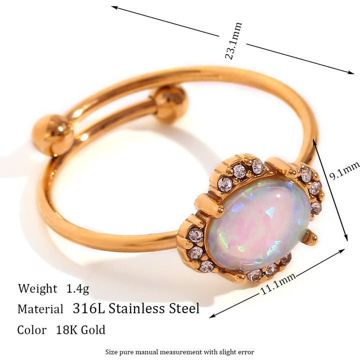 Olivenorma Natural Opal Sun Heart Adjustable Ring