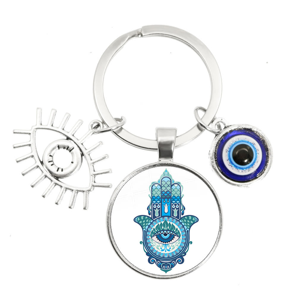 Olivenorma Blue Evil Eye Hamsa Epoxy Keychain