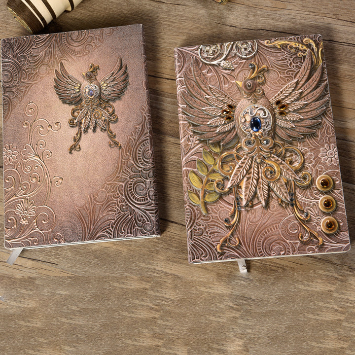 Olivenorma Crystal Stone Phoenix Embossed Leather Journal Notebook