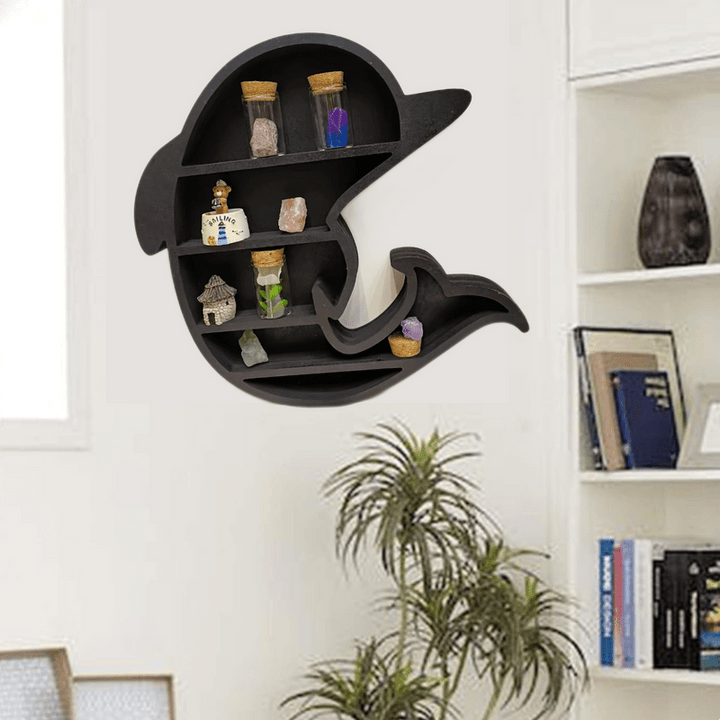 Olivenorma Dolphin Dark Wood Crystal Shelf