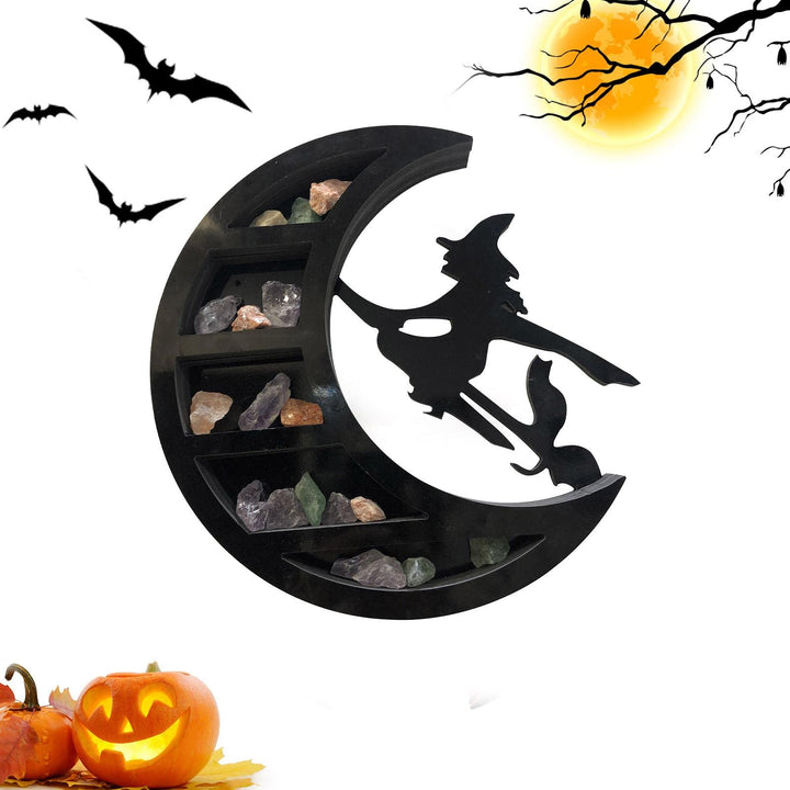 Olivenorma Moon Witch Shaped Black Crystal Shelf