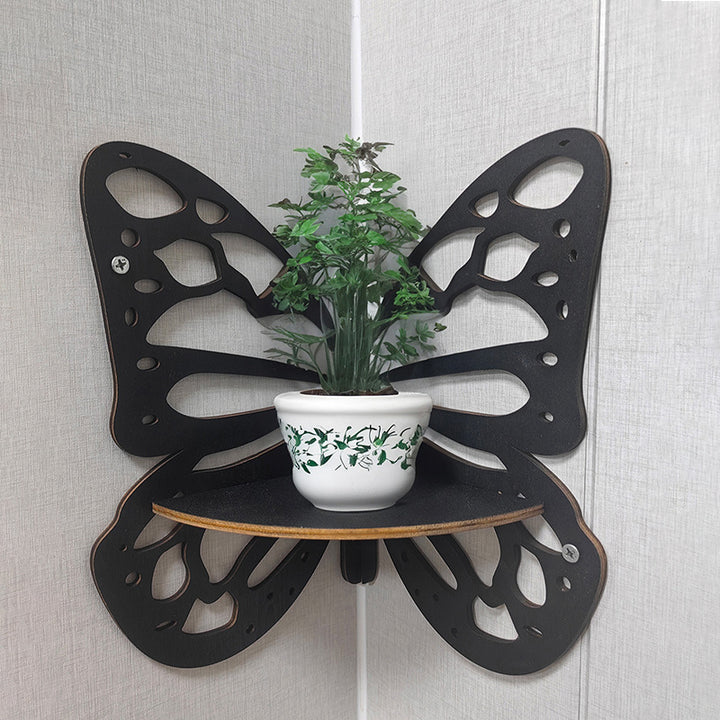 Olivenorma Butterfly Shaped Floating Corner Wall Holder Crystal Shelf