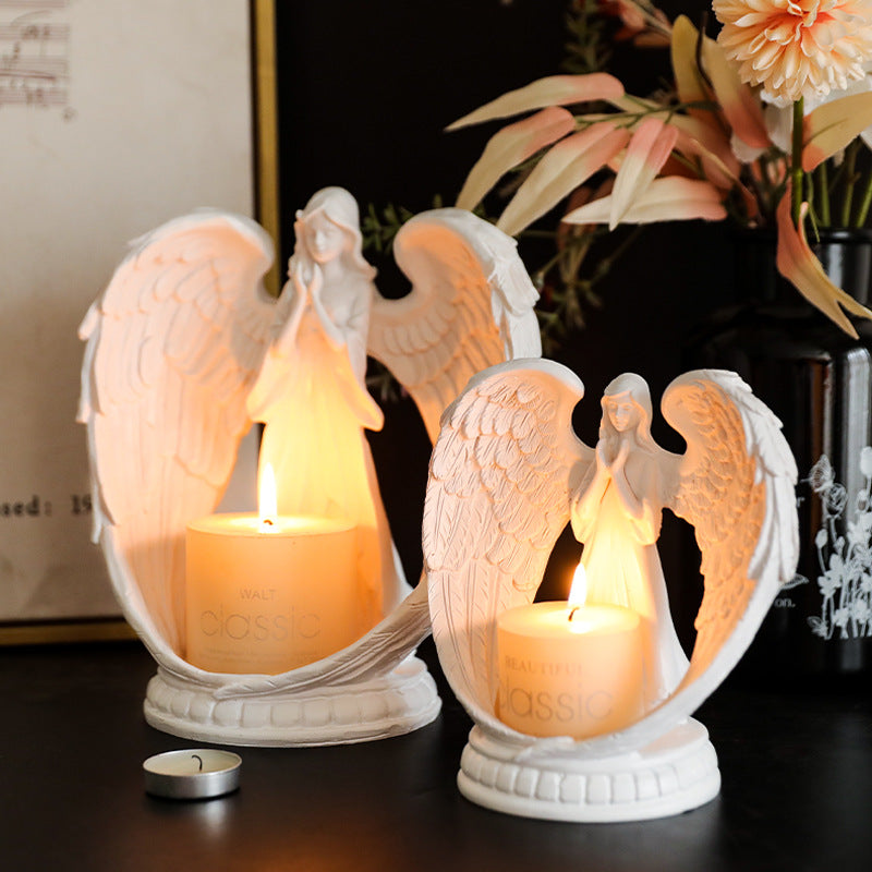 Olivenorma Nordic Pure White Wings Praying Angel Candle Holder