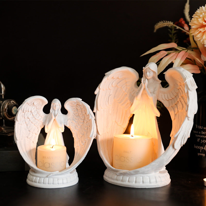 Olivenorma Nordic Pure White Wings Praying Angel Candle Holder