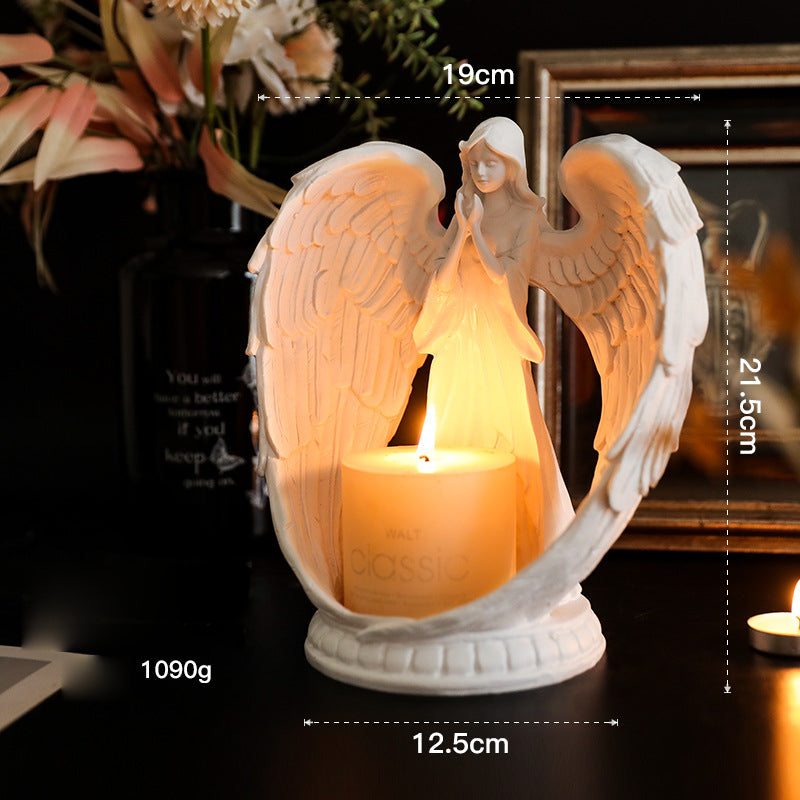 Olivenorma Nordic Pure White Wings Praying Angel Candle Holder