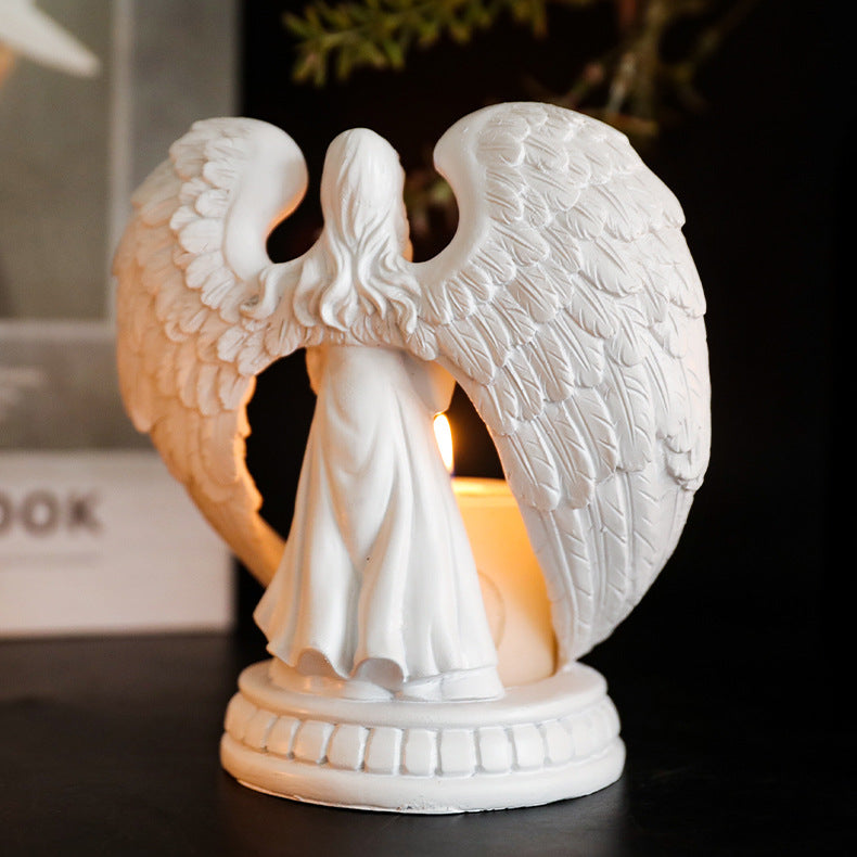 Olivenorma Nordic Pure White Wings Praying Angel Candle Holder