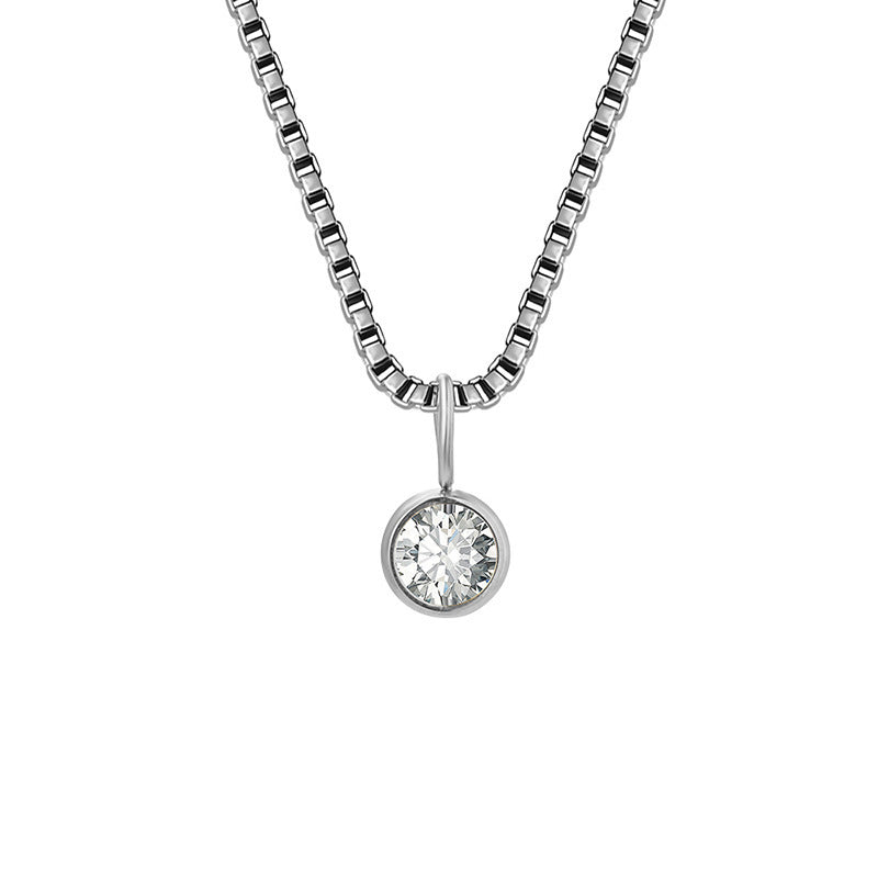 Olivenorma 8mm Birthstone Titanium Steel Zircon Necklace