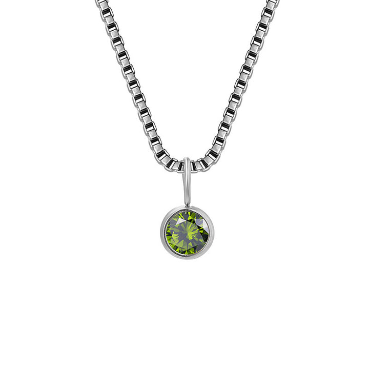 Olivenorma 8mm Birthstone Titanium Steel Zircon Necklace