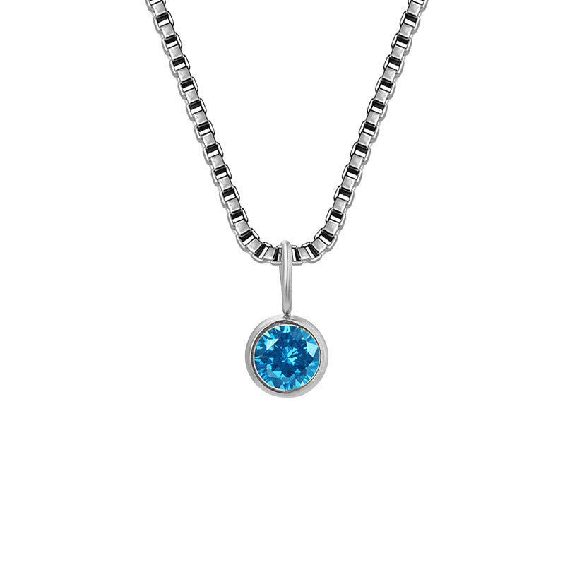 Olivenorma 8mm Birthstone Titanium Steel Zircon Necklace