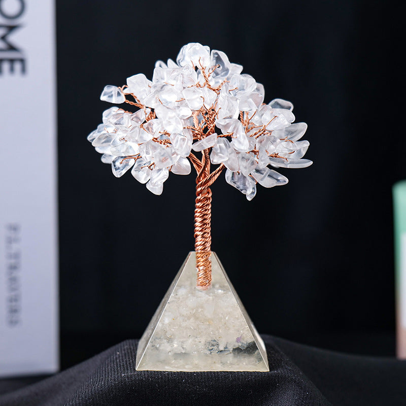 Olivenorma Natural Crystal Gravel Pyramid Base Feng Shui Tree