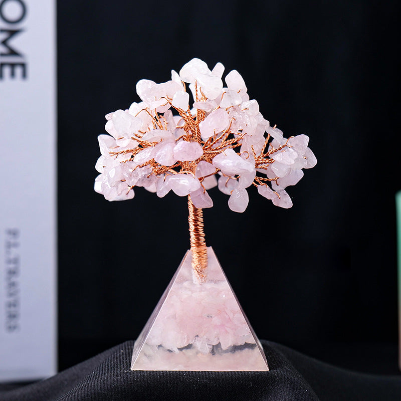 Olivenorma Natural Crystal Gravel Pyramid Base Feng Shui Tree