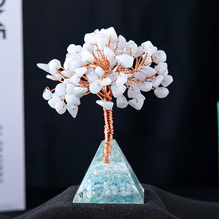 Olivenorma Natural Crystal Gravel Pyramid Base Feng Shui Tree