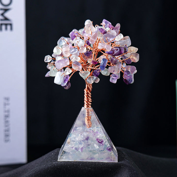 Olivenorma Natural Crystal Gravel Pyramid Base Feng Shui Tree