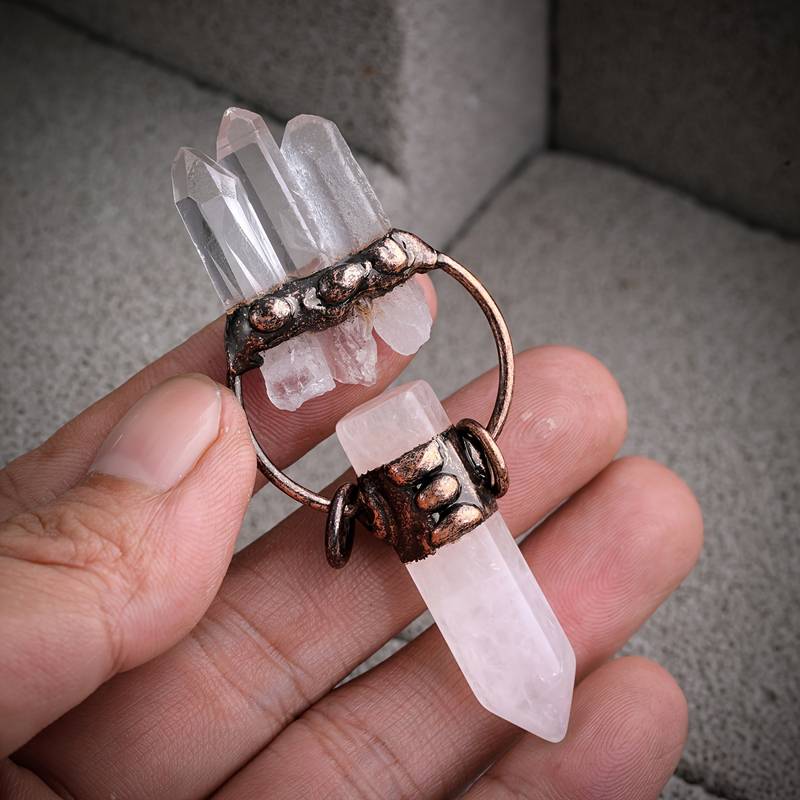 Olivenorma Irregular Clear Quartz Hexagonal Pillar Gemstone Necklace