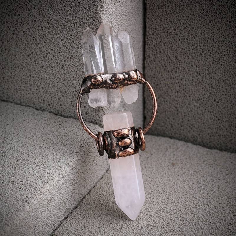 Olivenorma Irregular Clear Quartz Hexagonal Pillar Gemstone Necklace