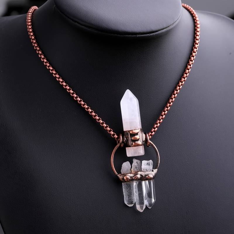 Olivenorma Irregular Clear Quartz Hexagonal Pillar Gemstone Necklace