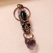 Olivenorma Amethyst Black Onyx Skull Pendant Gemstone Necklace