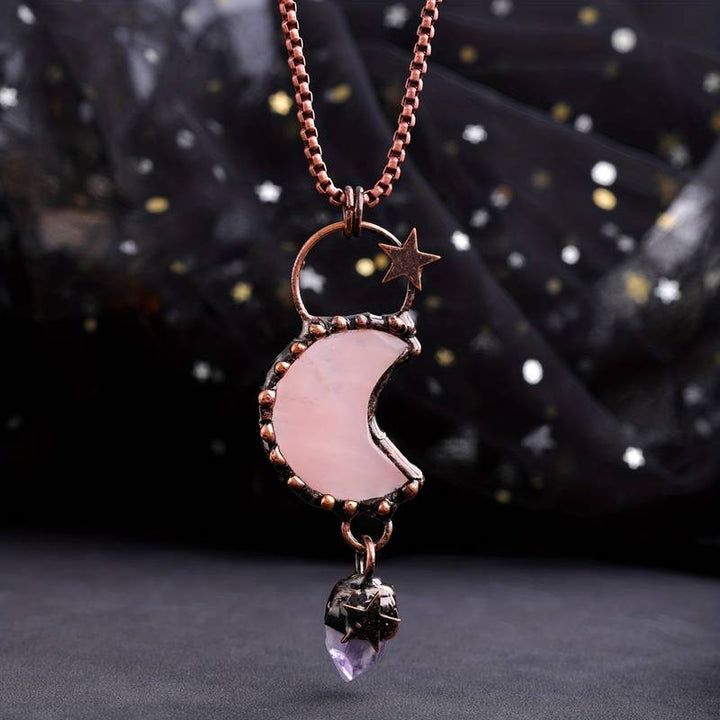 Olivenorma Crystal Moon Star Gemstone Pendant Necklace - image 1