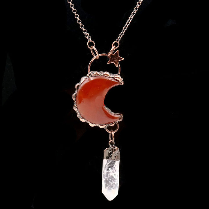 Olivenorma Crystal Moon Star Gemstone Pendant Necklace