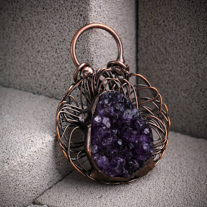 Olivenorma Wire Wound Inlaid Irregular Amethyst Gemstone Necklace