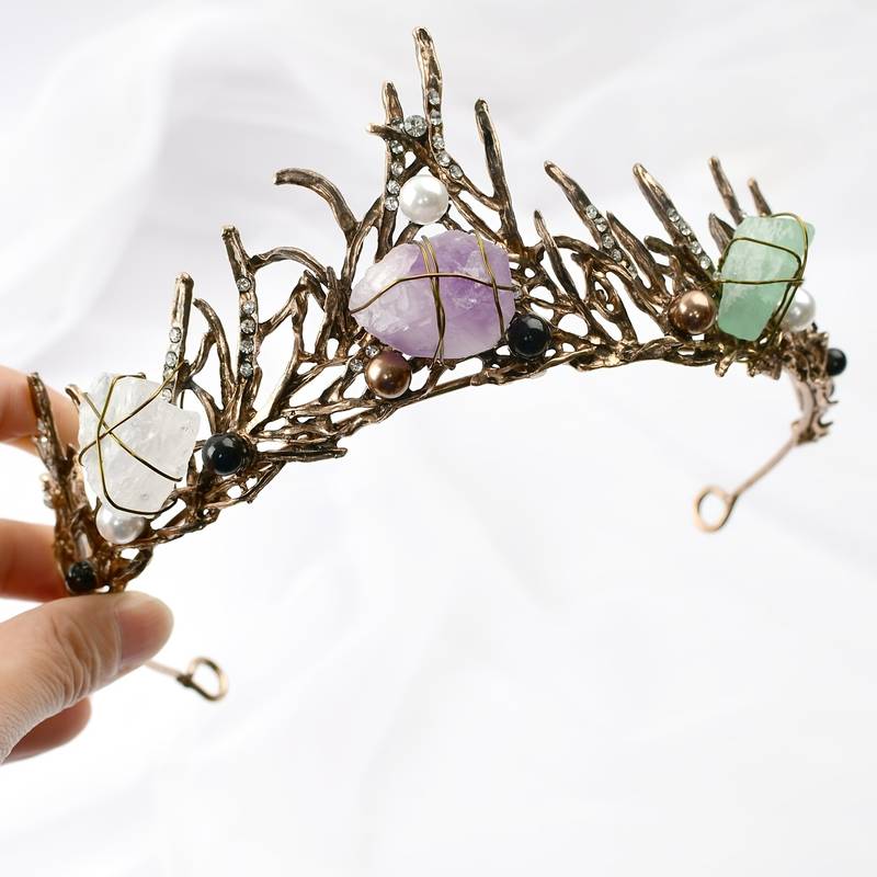 Olivenorma "Elf Princess" Natural Stone Tangled Vines Crystal Crown