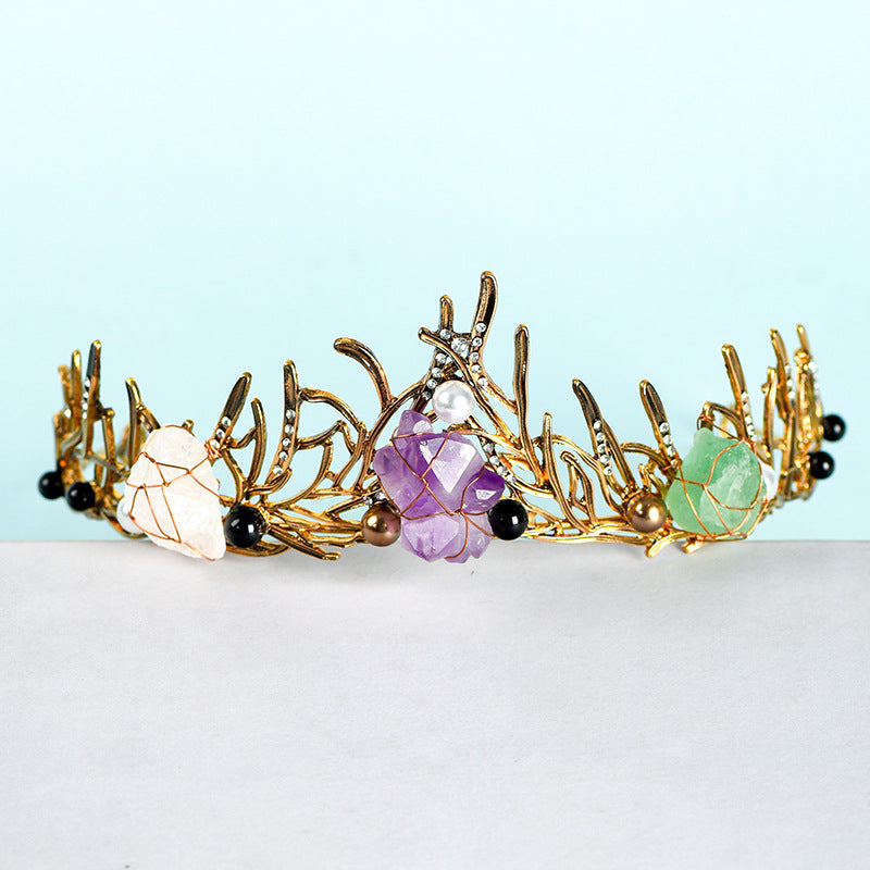 Olivenorma "Elf Princess" Natural Stone Tangled Vines Crystal Crown