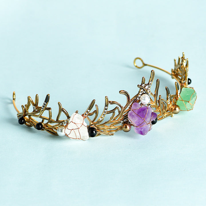 Olivenorma "Elf Princess" Natural Stone Tangled Vines Crystal Crown