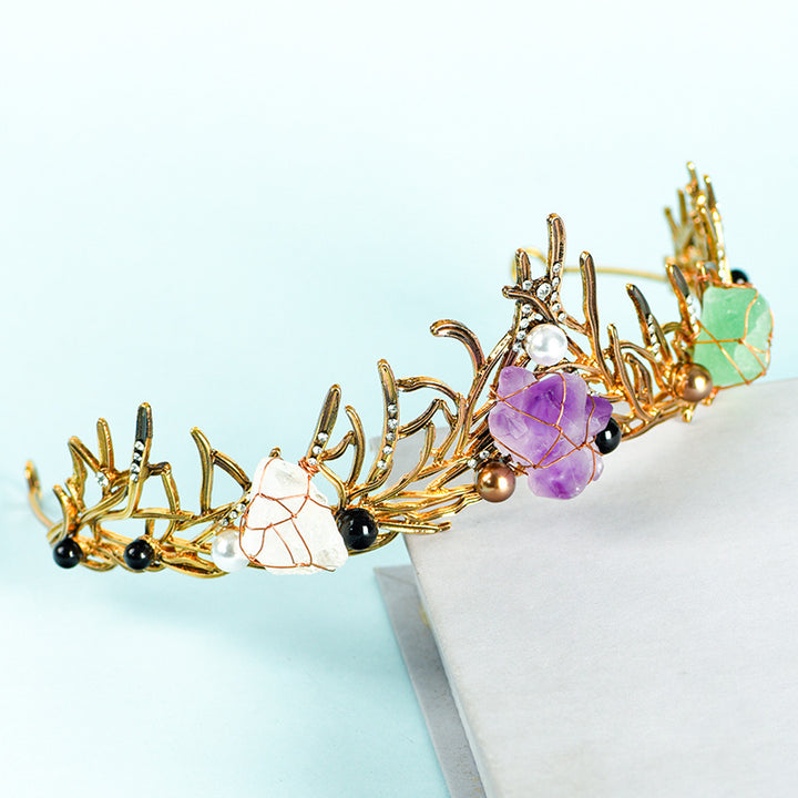 Olivenorma "Elf Princess" Natural Stone Tangled Vines Crystal Crown