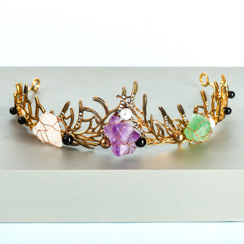 Olivenorma "Elf Princess" Natural Stone Tangled Vines Crystal Crown